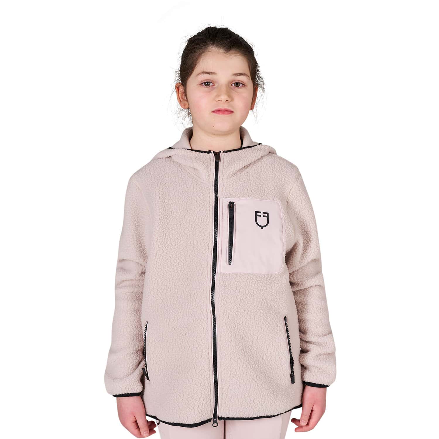 EQUESTRO Equestro Teddy Fleece Vest Kind met Capuchon