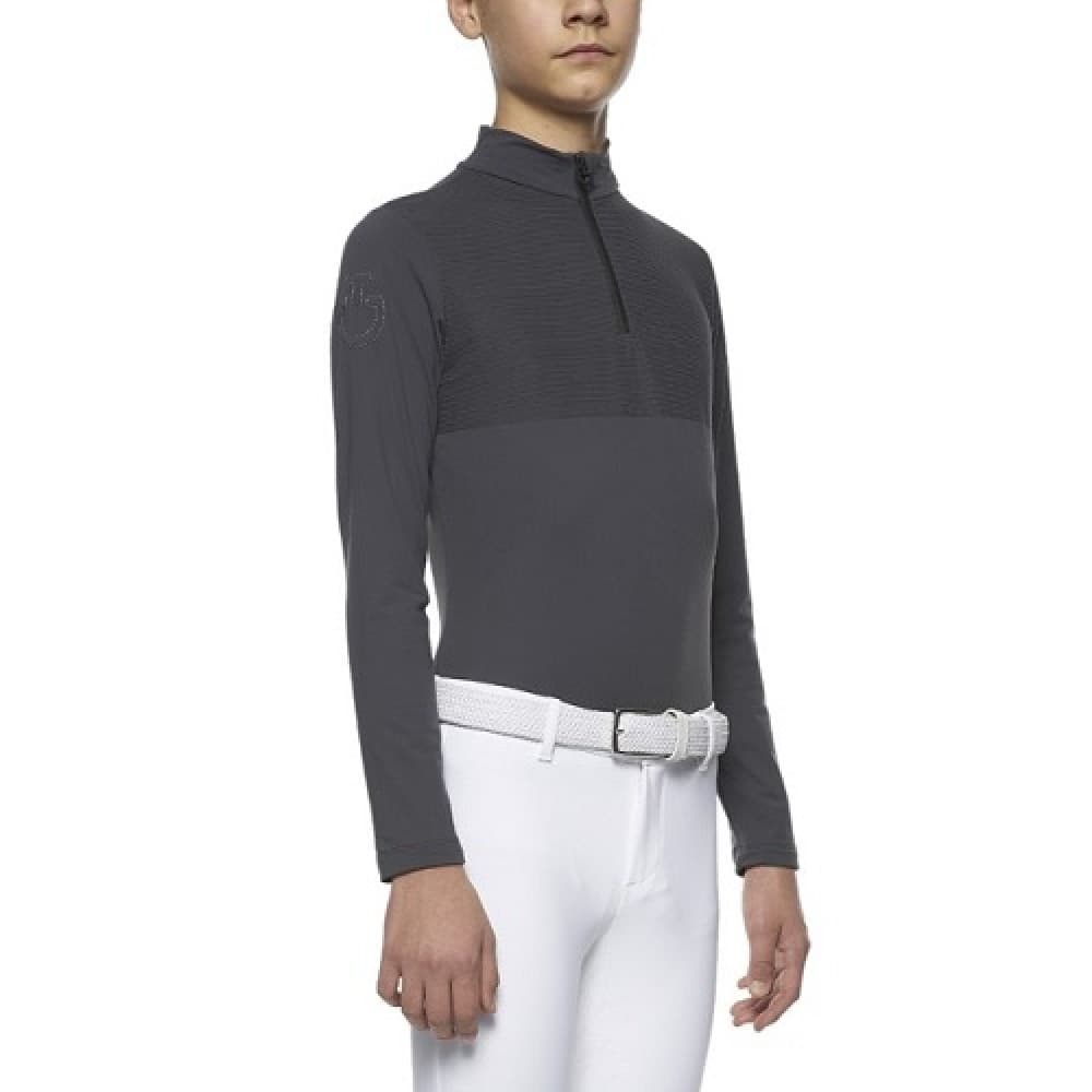 CAVALLERIA TOSCANA 3D PRINT JERSEY FLEECE HALF ZIP GREY 8980