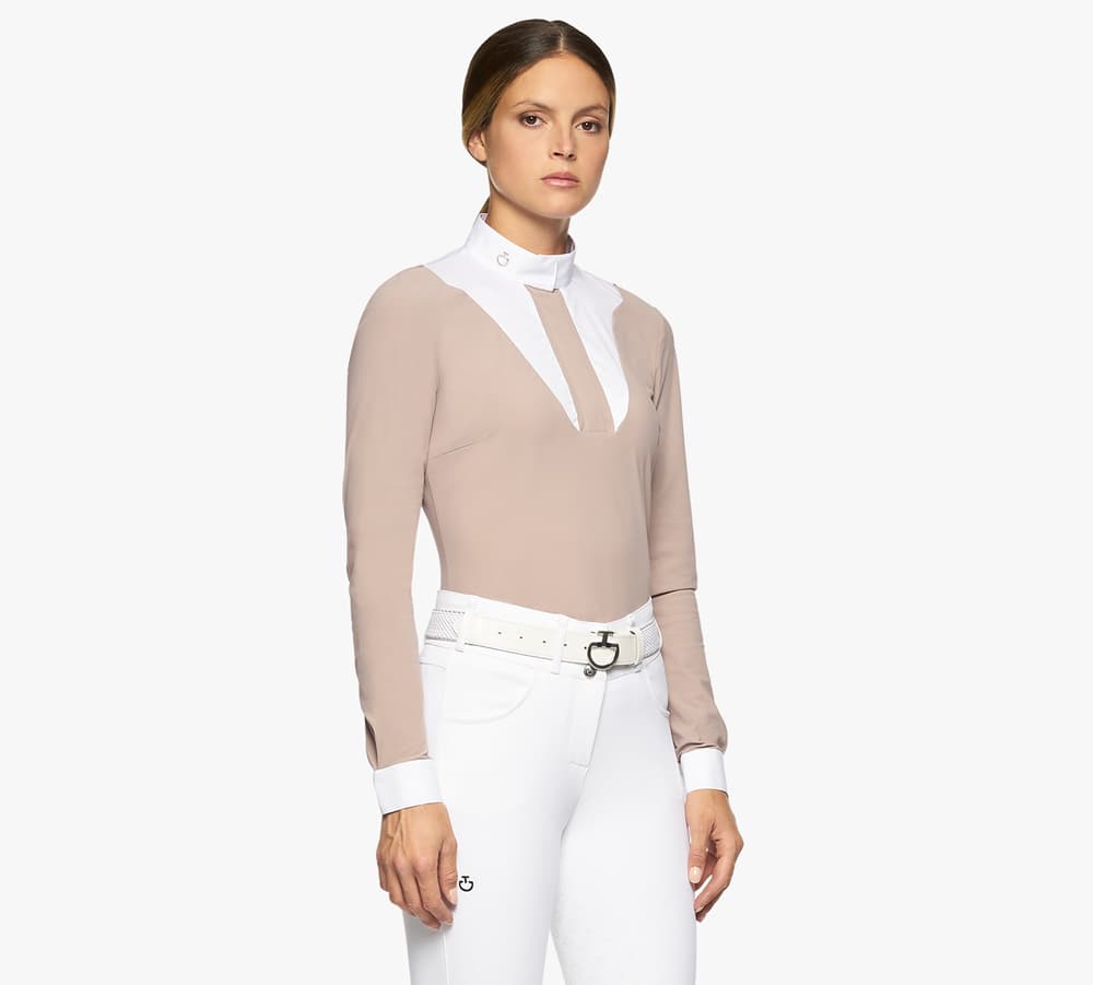 CAVALLERIA TOSCANA Cavalleria Toscana Poplin Bib Ls Wedstrijd Shirt Dames
