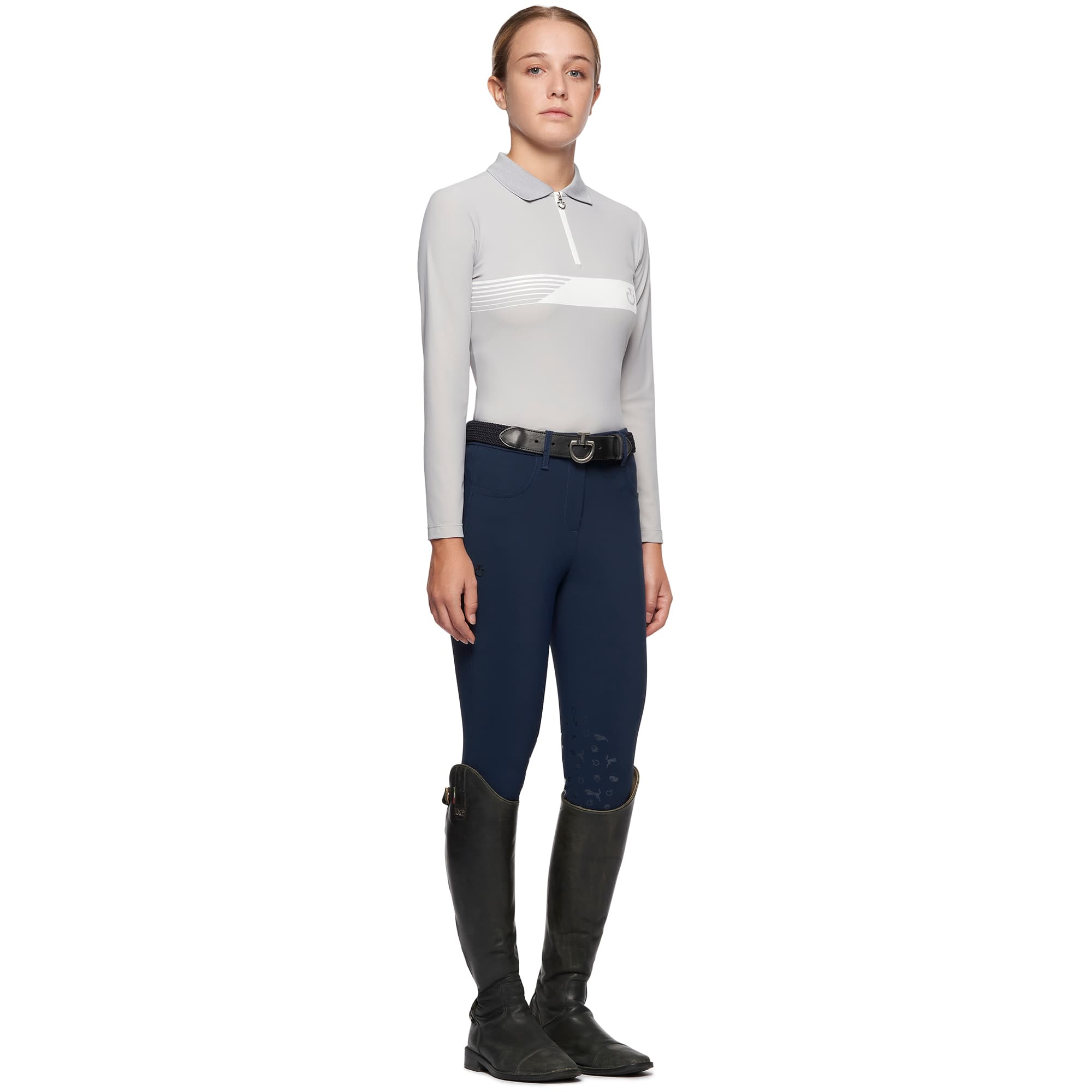 CAVALLERIA TOSCANA Cavalleria Toscana Racing Stripe Polo Kind Light Grey