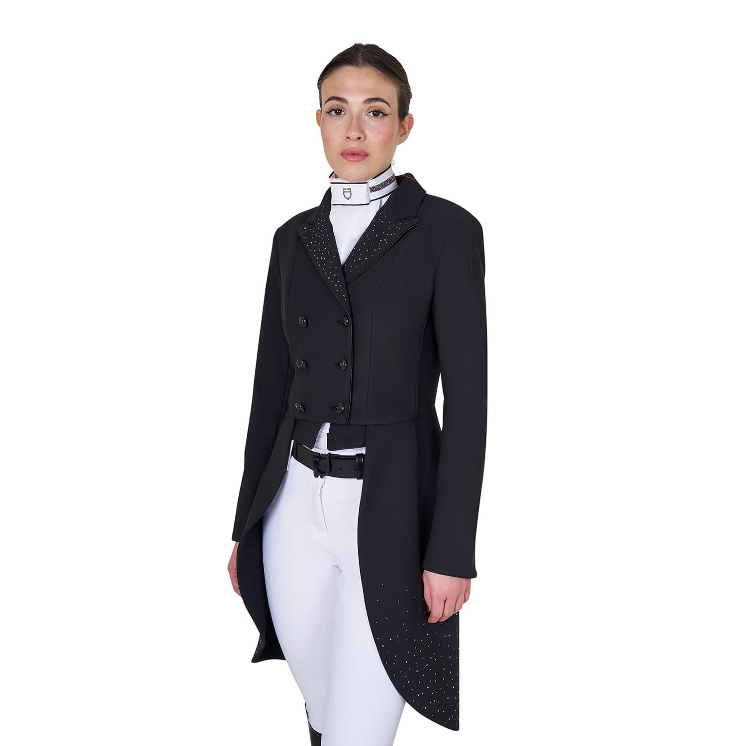 Equestro Dames Frack Black Label Strass Rain